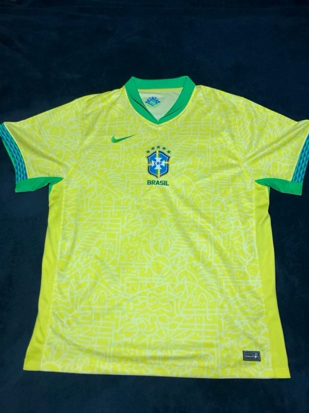 Nike Brazil Men's Yellow and Green Soccer Jersey